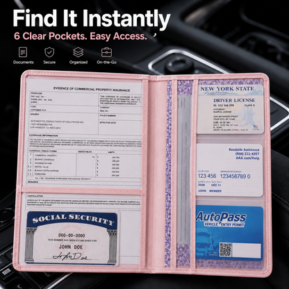 🔥 Limited-Time OFF 55%🎁🚗 Car Registration & Insurance Document Holder | Premium PU Leather Organizer