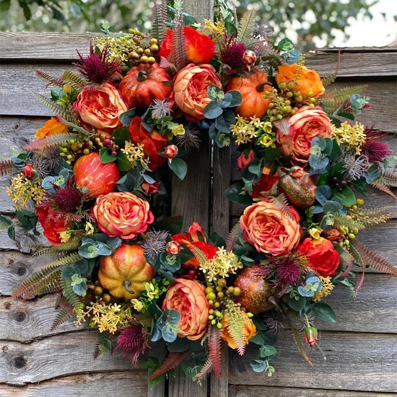 🔥Last Day 49% OFF💖 Handmade Fall Peony And Pumpkin Wreath - Year Round Wreath