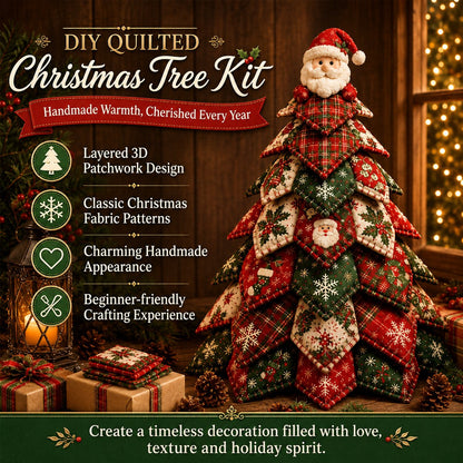 🎄HOT SALE 50% OFF 🧵DIY Quilted Christmas Tree Kit – Handmade Fabric Holiday Tabletop Tree Decor