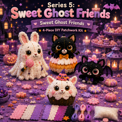 🔥 50% OFF TODAY | 🎃 Halloween Friends 4-Piece DIY Patchwork Kit Collection 🧵👻