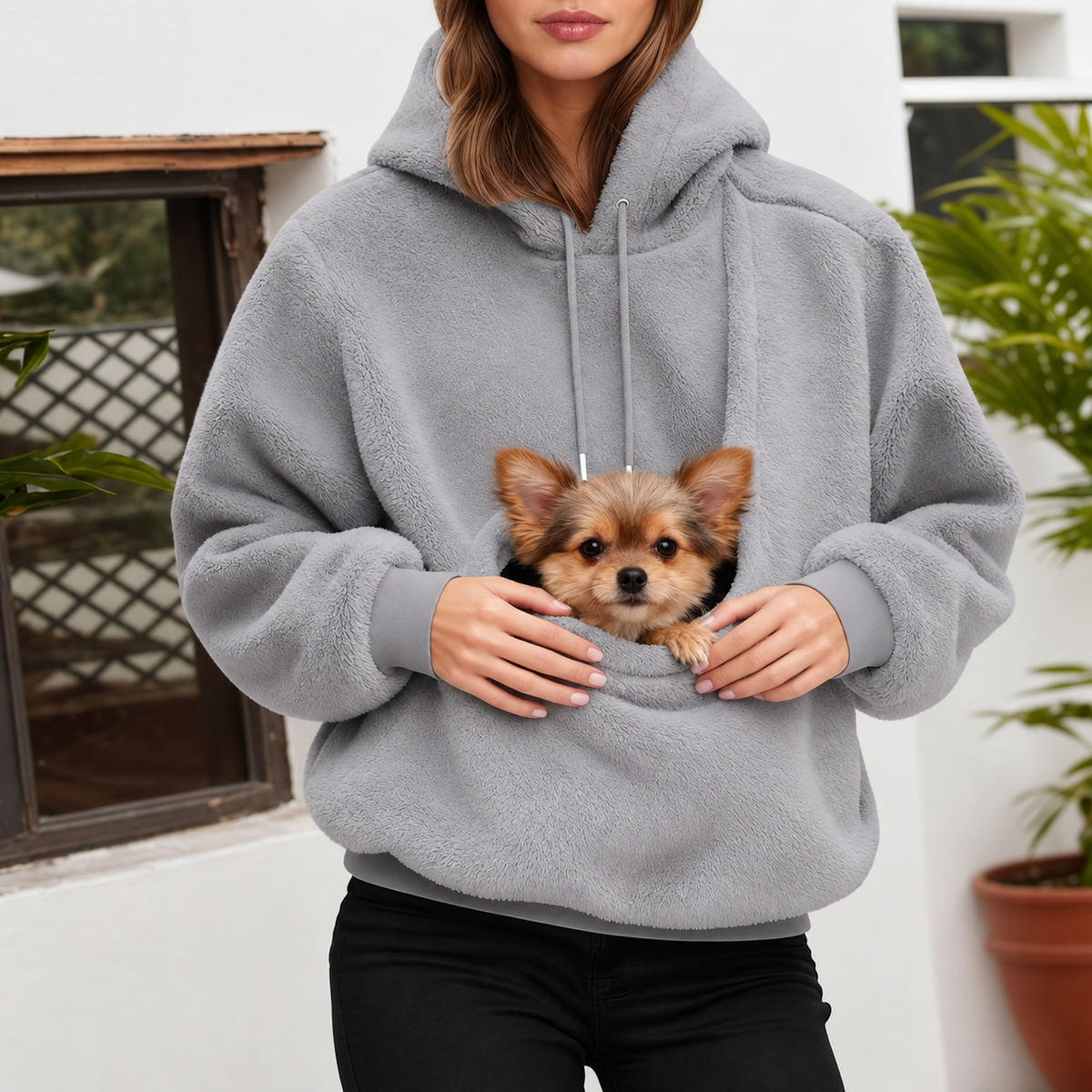 🐾 Cozy Pet Carrier Fleece Hoodie – Warm, Soft & Hands-Free