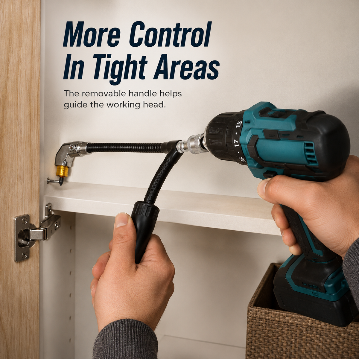 🔥 55% OFF TODAY⚙️ Flexible 90° Right Angle Drill Adapter – Reach Tight Spaces
