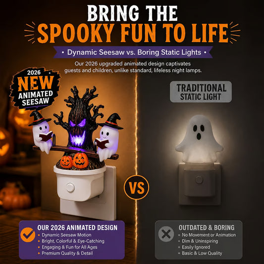 👻 Animated Seesaw Ghost Night Light Spooky-cute Halloween décor with glowing motion — perfect for cozy seasonal ambiance 🎃✨