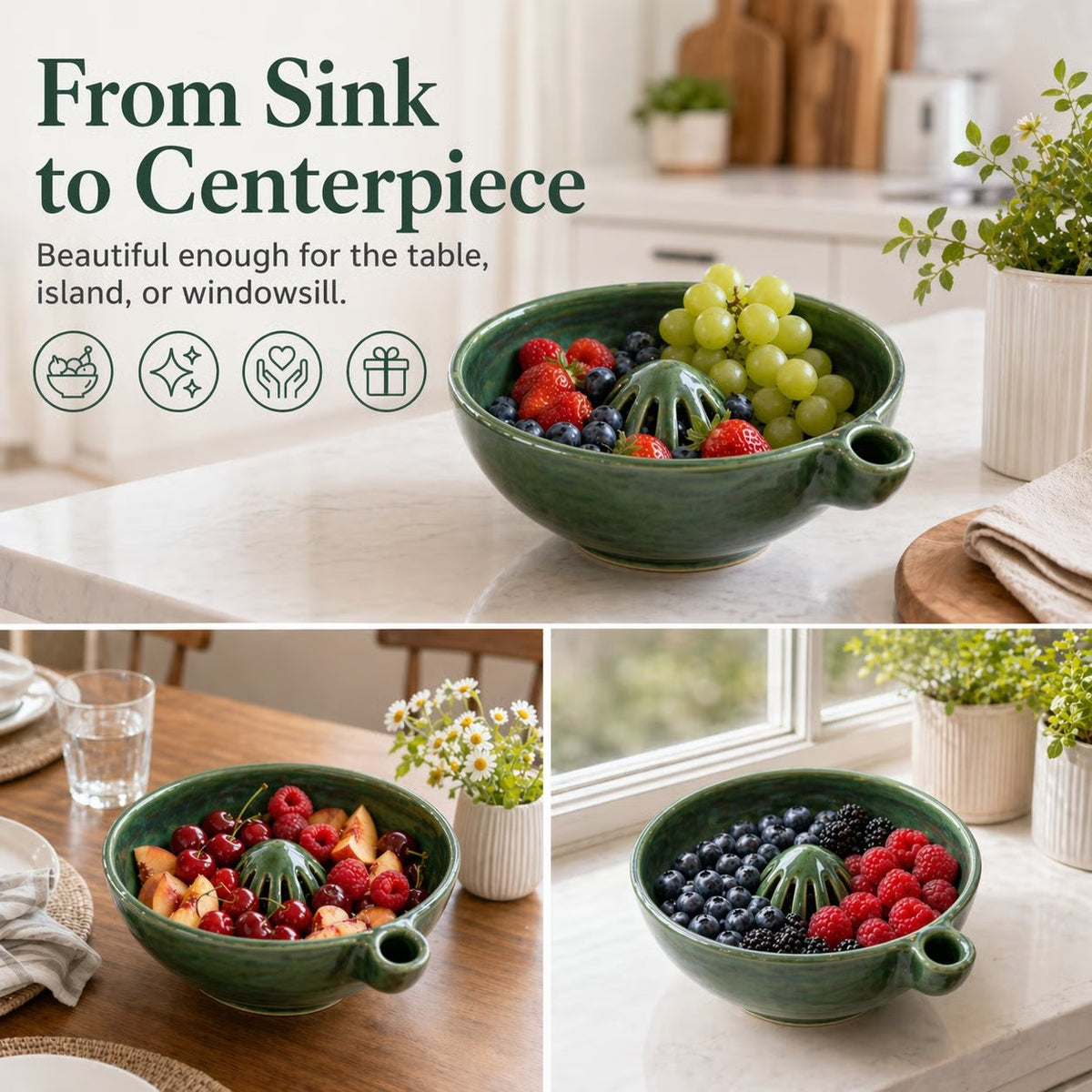 🌸 TODAY ONLY 55% OFF 🍓 Artisan Swirling Berry Wash Bowl – Rinse, Drain & Serve