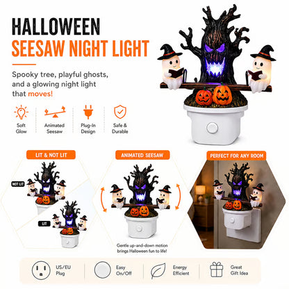 👻 Animated Seesaw Ghost Night Light Spooky-cute Halloween décor with glowing motion — perfect for cozy seasonal ambiance 🎃✨