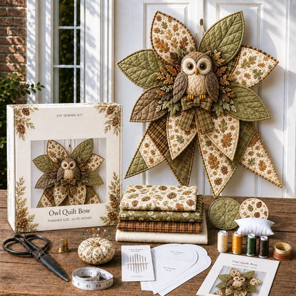 🔥HOT SALE 50% OFF 🎀 Beginner-Friendly Oversized Quilted Bow Sewing Kit | Coordinated Printed Fabrics, Batting, Pre-Designed Templates & Complete Supplies for a Full 23–25 in 3D Statement Bow ✨