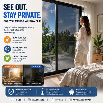 🔥50% OFF TODAY☀️One-Way Mirror Window Film – Heat Control & UV Protection
