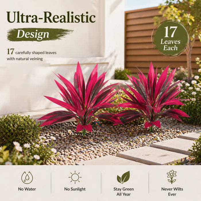 🌷🌿2-Pack 21.6" Artificial Cordyline Plants | UV Resistant, Pet Safe No-Maintenance Indoor Outdoor🌷