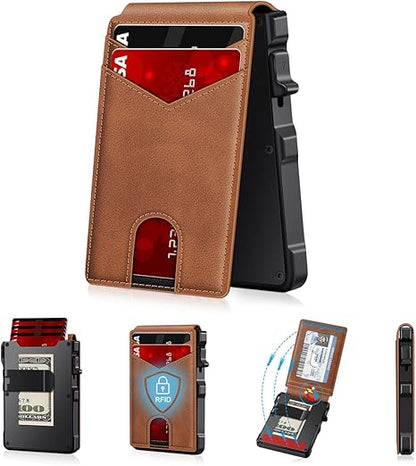 🔥50% off on the last day| 🔐 RFID Blocking Minimalist Pop-Up Wallet | One-Second Card Eject Design & Ultra Slim Pocket Wallet