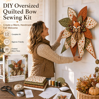 🔥HOT SALE 50% OFF 🎀 Beginner-Friendly Oversized Quilted Bow Sewing Kit | Coordinated Printed Fabrics, Batting, Pre-Designed Templates & Complete Supplies for a Full 23–25 in 3D Statement Bow ✨