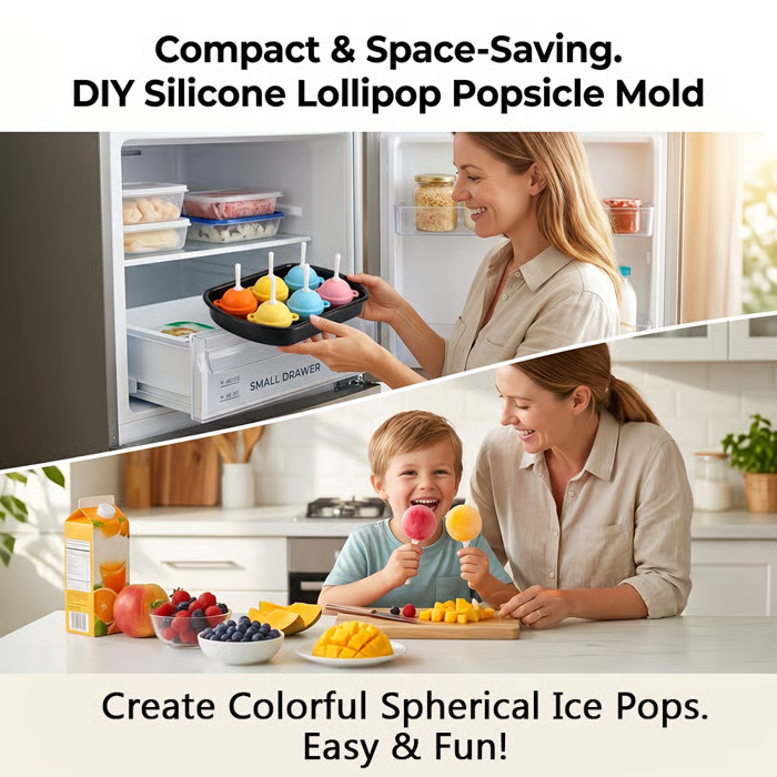 🍭DIY Silicone Lollipop Popsicle Mold – Fun Spherical Ice Pop Maker for Homemade Frozen Treats