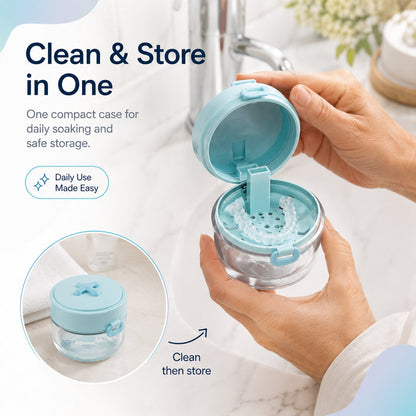 🔥HOT SALE🏆100K+ SOLD! 💧Portable Retainer and Denture Cleaning Case with Magnetic Lifting Tray