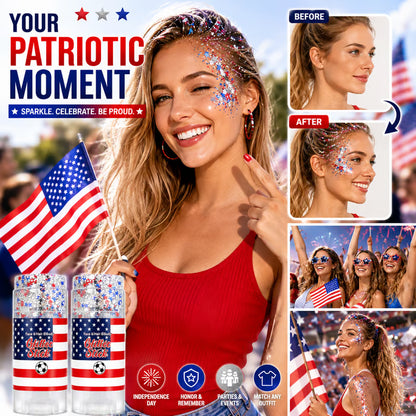 🇺🇸 Patriotic-Themed Body Glitter Sticks Waterproof Red, White & Blue Face & Hair Glitter for Parties, Celebrations & Game Day Looks ✨🎆