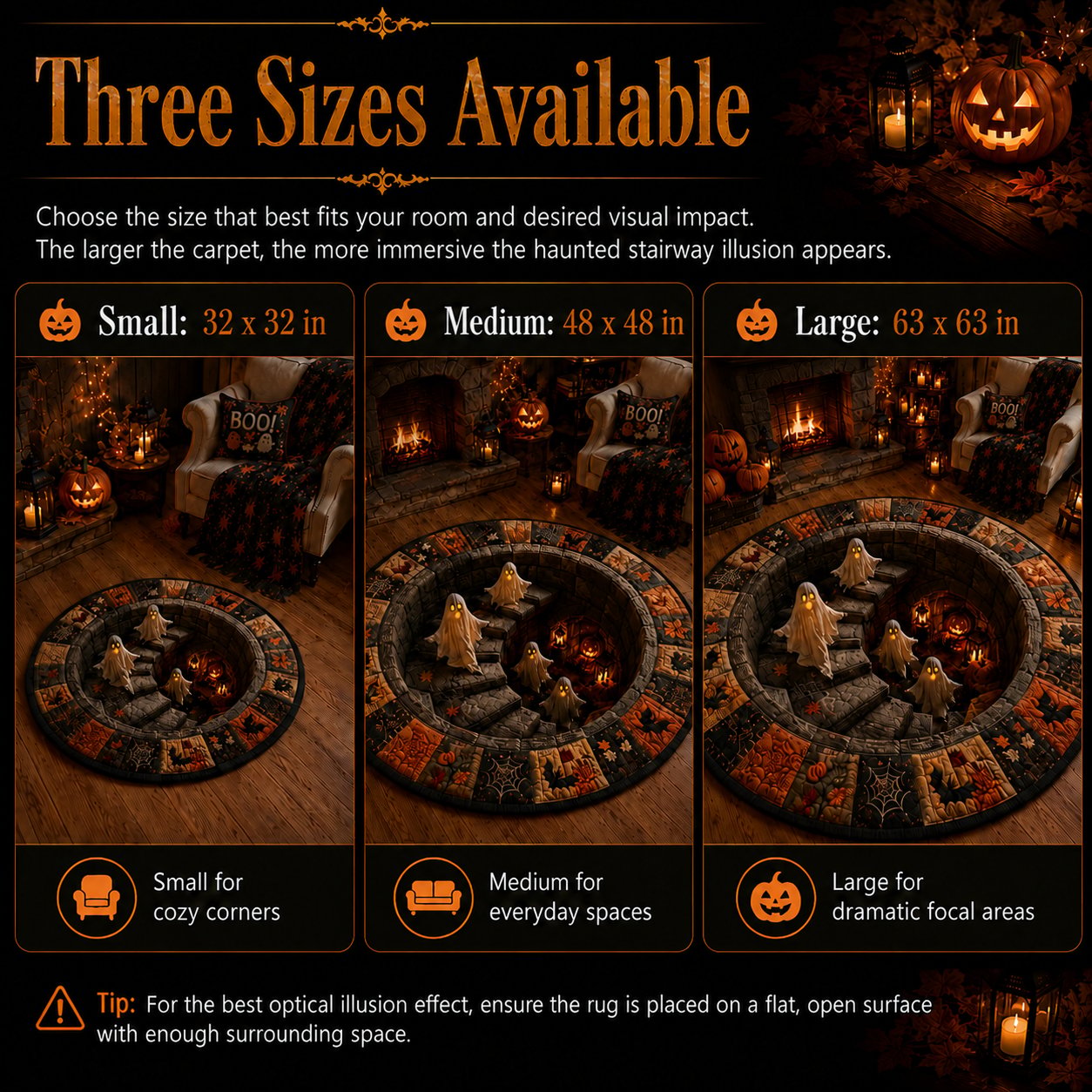 🔥HOT SALE 50%OFF👻3D Haunted Staircase Round Rug – Spooky Halloween Optical Illusion
