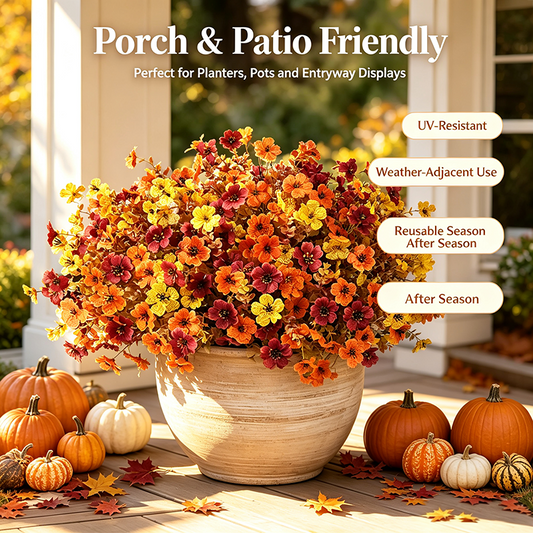 🍂Fall Artificial Flower Halloween 12pcs, UV Resistant Colorful Fake Flower🍂