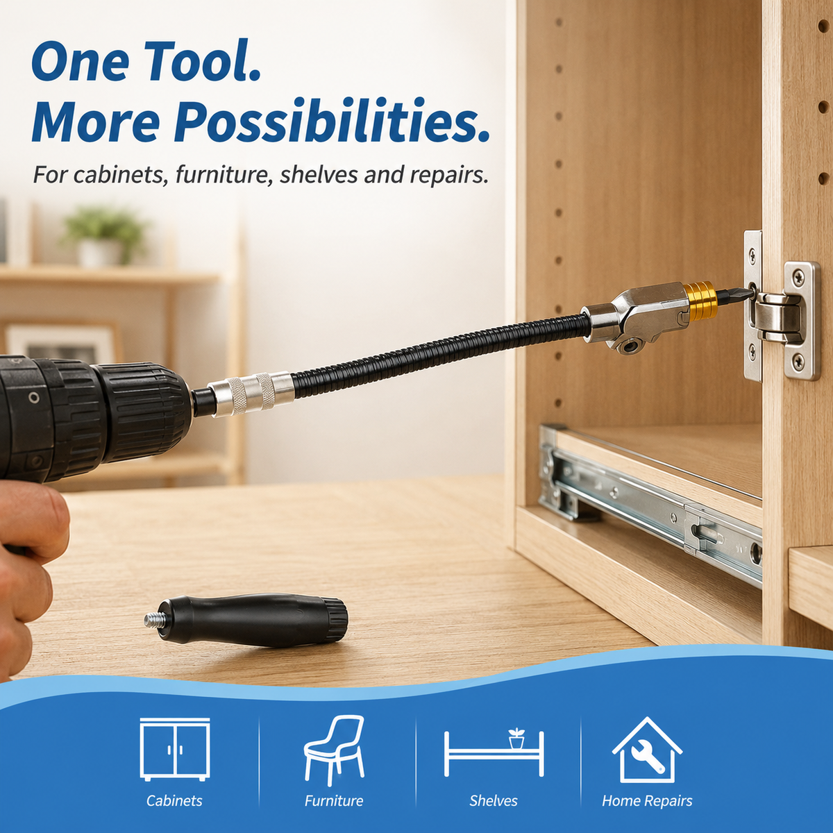 🔥 55% OFF TODAY⚙️ Flexible 90° Right Angle Drill Adapter – Reach Tight Spaces