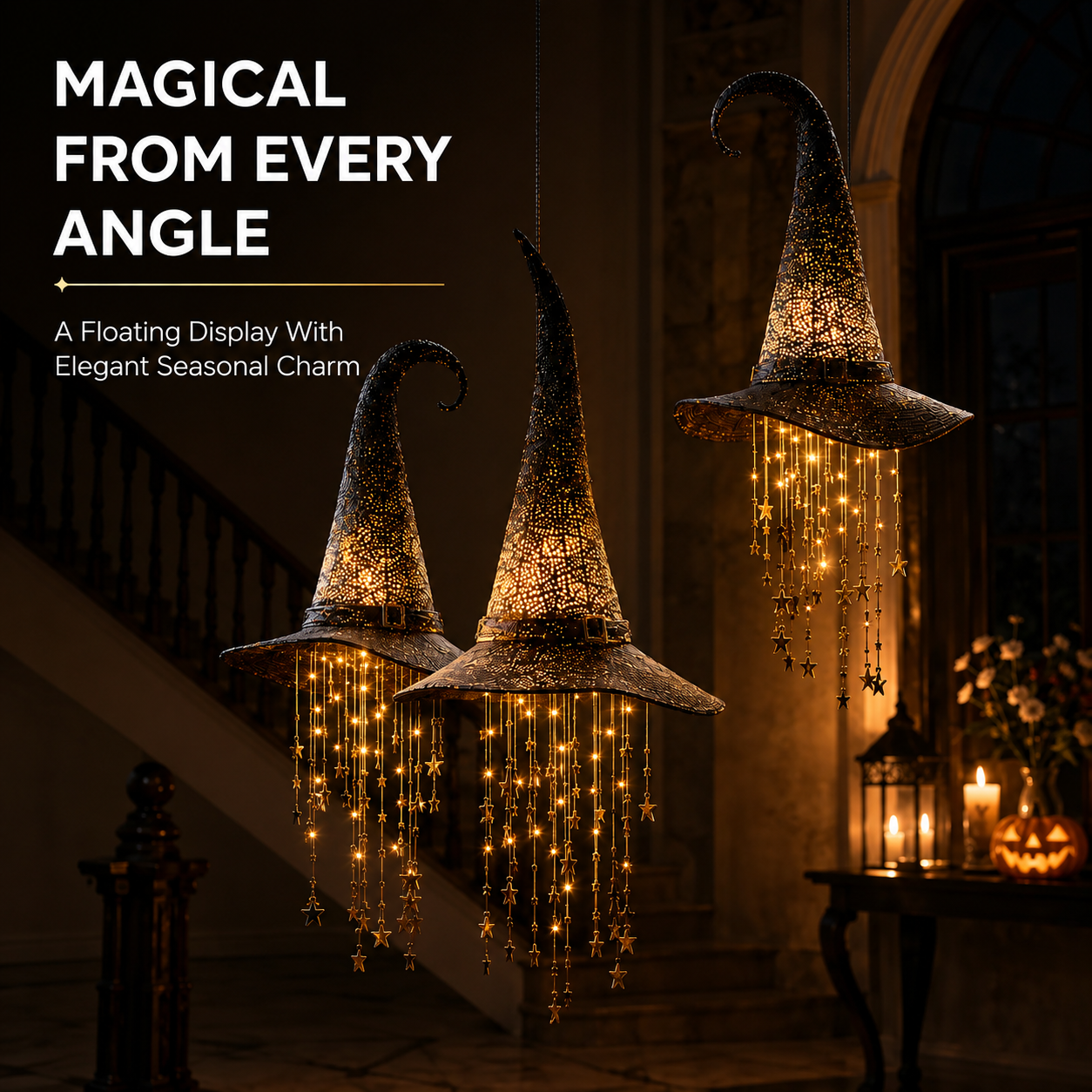 🔥HOT SALE 50% OFF🌟Lighted Witch Hat Hanging Chime