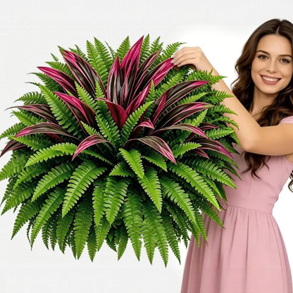 💥Summer Special🔥 UV-Resistant Artificial Fern & Red Dracaena Decorative Plants – Full, Lush & Fade-Resistant!