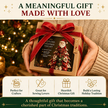 🎄HOT SALE 50% OFF 🧵DIY Quilted Christmas Tree Kit – Handmade Fabric Holiday Tabletop Tree Decor