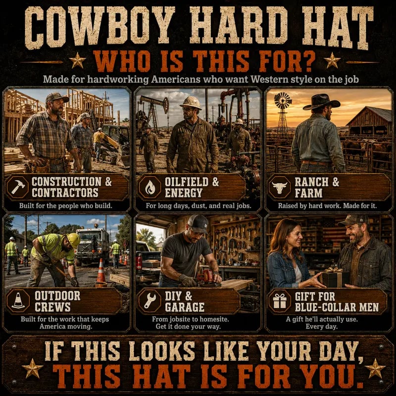 🔥LAST DAY 50% OFF ⛑️Western Cowboy Hard Hat, Vented Wide Brim Safety Helmet for Construction & Ranch Workers
