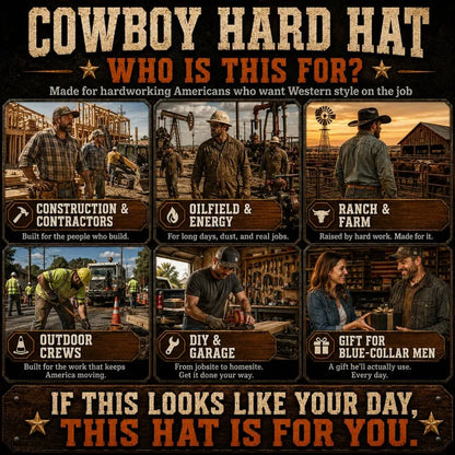 🔥LAST DAY 50% OFF ⛑️Western Cowboy Hard Hat, Vented Wide Brim Safety Helmet for Construction & Ranch Workers