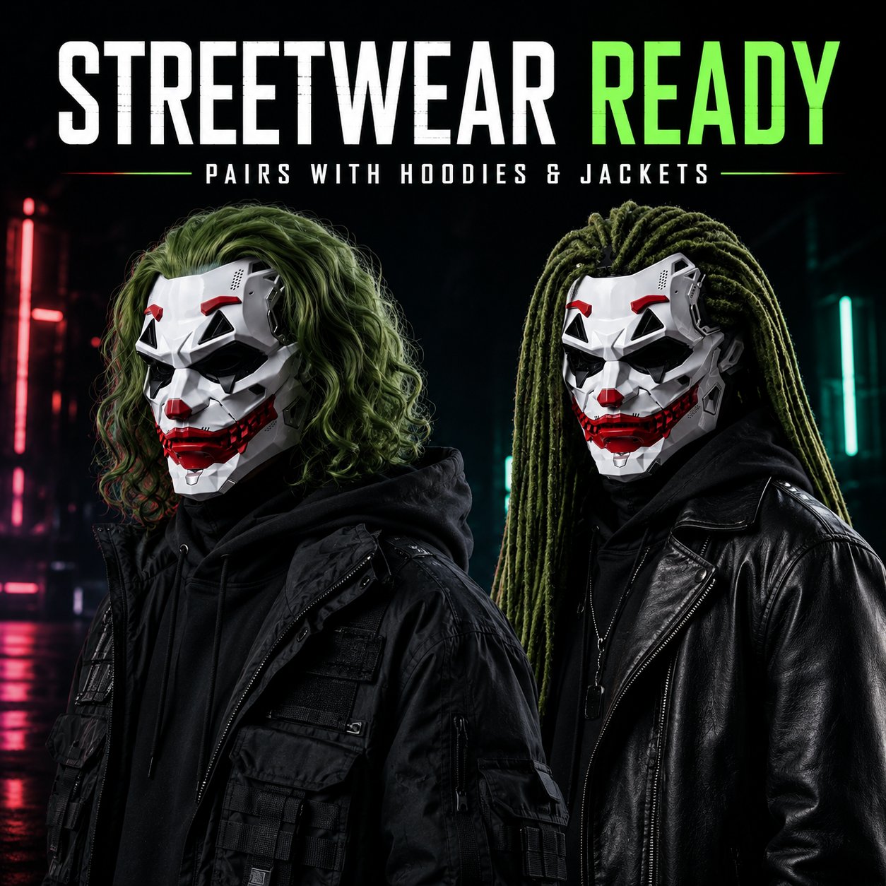 🤡Cyberpunk Clown Mask with Cosplay Clown Costume Party Props Halloween🤡