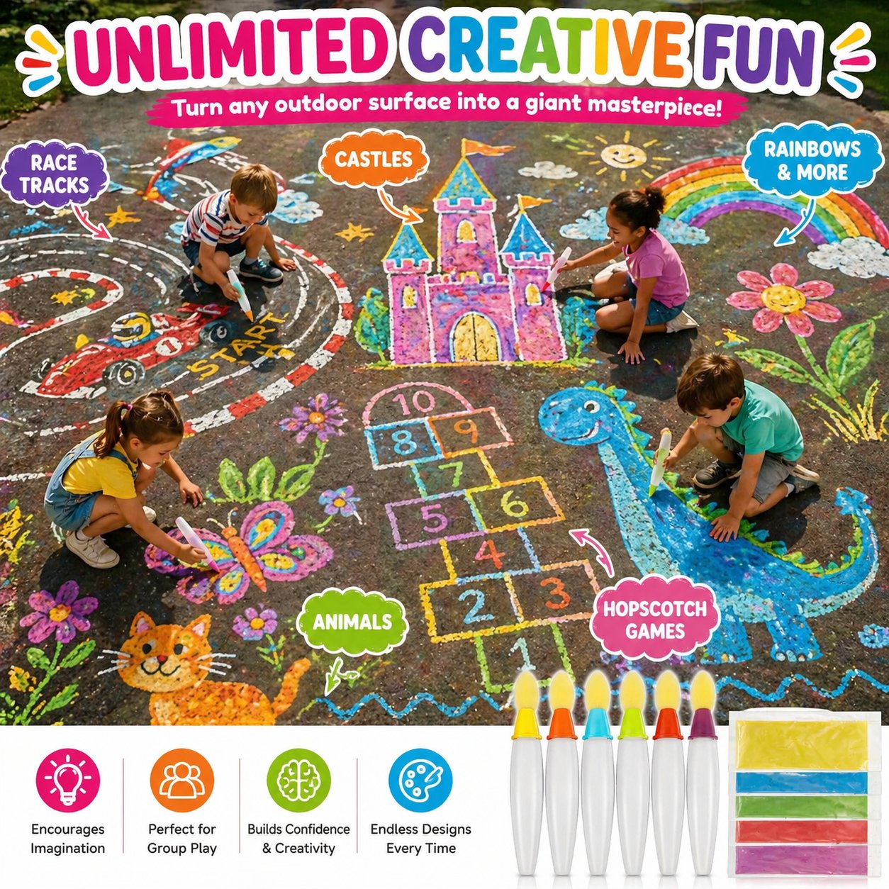 🎨Sidewalk Chalk Paint Kit — The Ultimate Outdoor Creative Adventure ( 6 PCS )