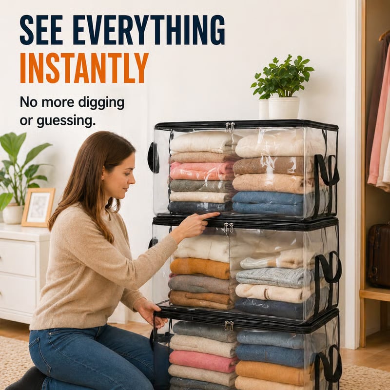 🔥 HOT SALE 50% OFF🔥🧺Large Clear Storage Box✨ Keep Your Home Organized