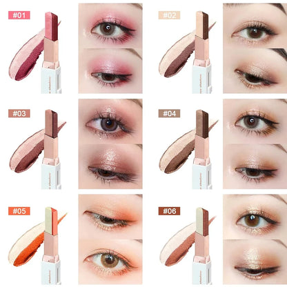 Two-Tone Shimmer Gradient Shadow, Duo Chrome Metallic Eyeshadow Stick Waterproof Glitter Eye Shadow Pen