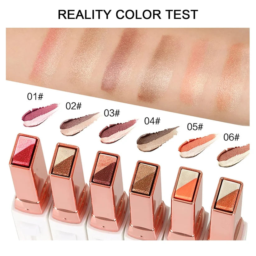 Two-Tone Shimmer Gradient Shadow, Duo Chrome Metallic Eyeshadow Stick Waterproof Glitter Eye Shadow Pen