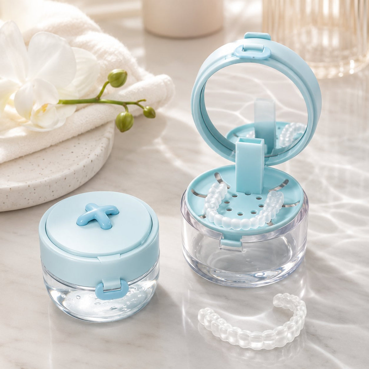 🔥HOT SALE🏆100K+ SOLD! 💧Portable Retainer and Denture Cleaning Case with Magnetic Lifting Tray