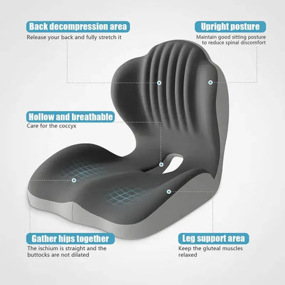 🔥HOT SALE 55% OFF💺Ergonomic Memory Foam Seat Cushion with Lumbar & Back Support, Relieves Back Pain, Reduces Pressure