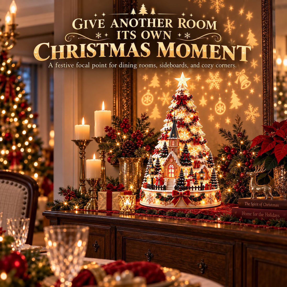🔥HOT SALE🔥🏆 60,000+ Sold🎄Christmas Village Projection Centerpiece – 4 Themed Villages