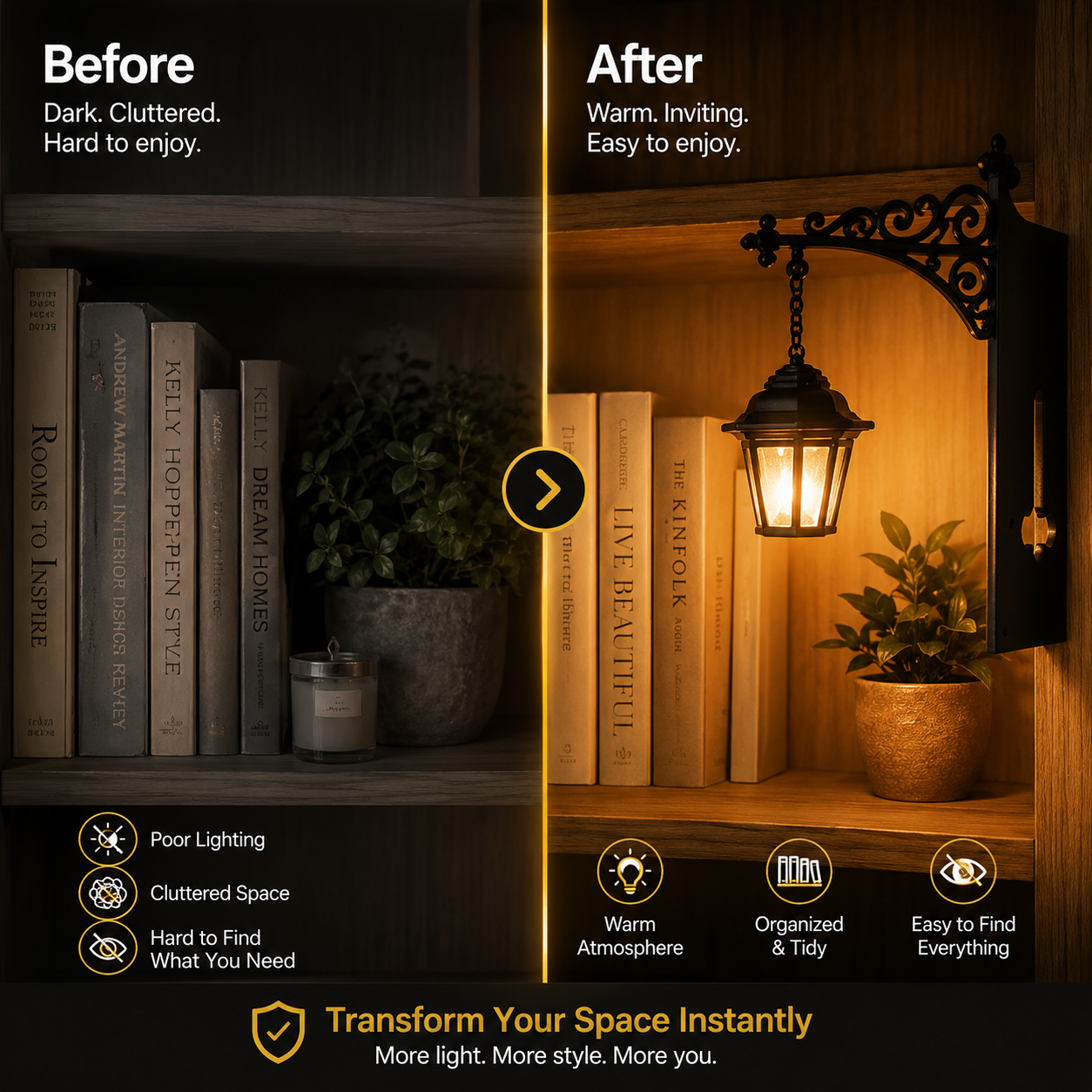 🔥 50% OFF TODAY | Vintage LED Library Lantern 📚 Cozy Bookshelf Light & Gift For Book Lovers