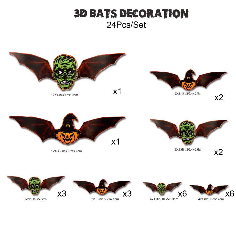 🦇 LED 3D Glowing Bat Wall Sticker Set Halloween Spooky Ambiance Decoration 🏷️