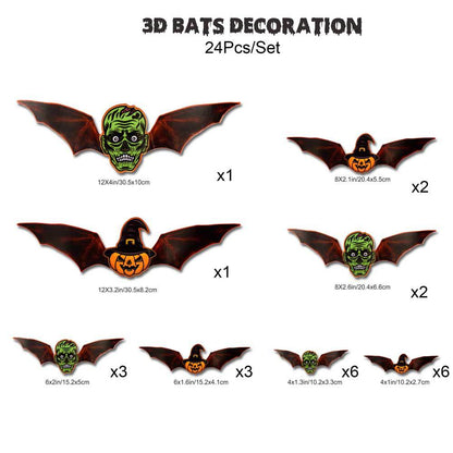 🦇 LED 3D Glowing Bat Wall Sticker Set Halloween Spooky Ambiance Decoration 🏷️