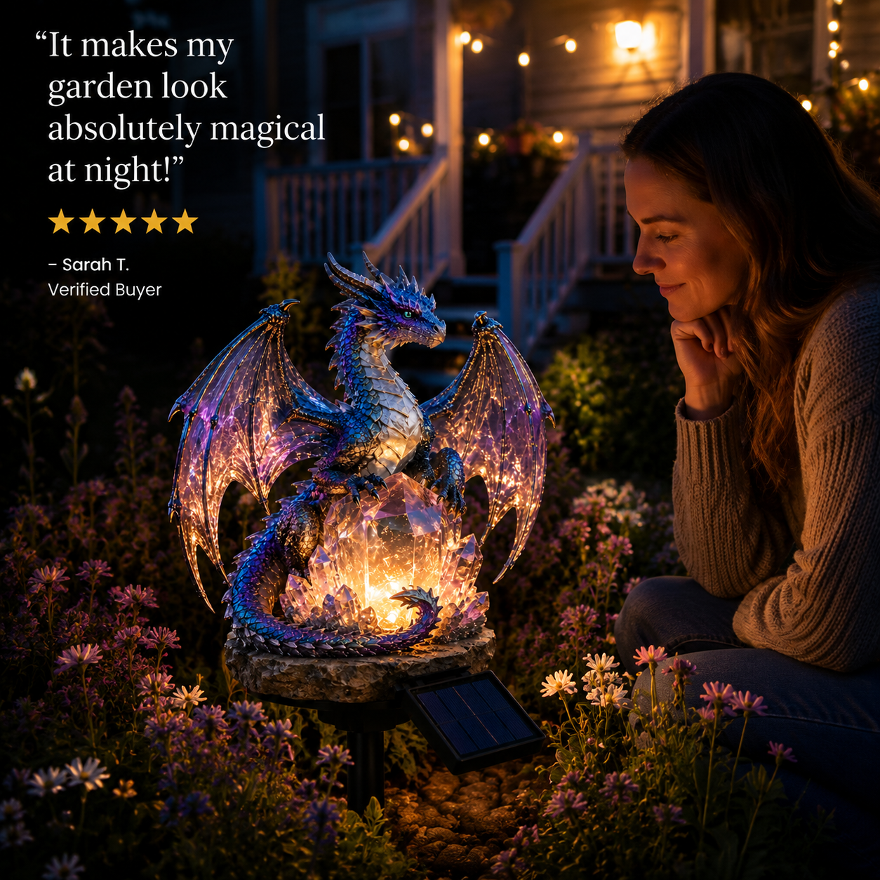 🏅2026 Best Selling Solar Garden Lights 🐉 Amethyst Crystal Dragon – Solar Dragon Crystal Garden Light✨️