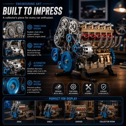 🏁 BEST SELLER 🔥 Miniature V8 Small-Block Engine Model Kitl Kit🛠️