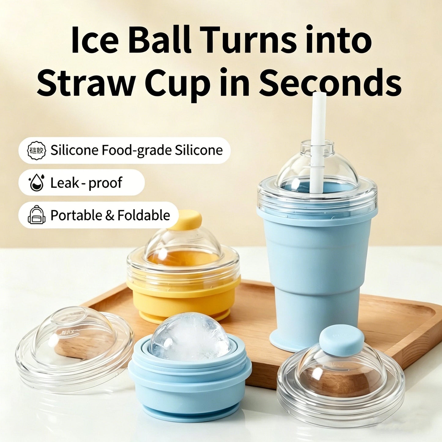 🧊55% OFF TODAY🥤 Foldable Ice Cup with Built-In Ice Ball Mold
