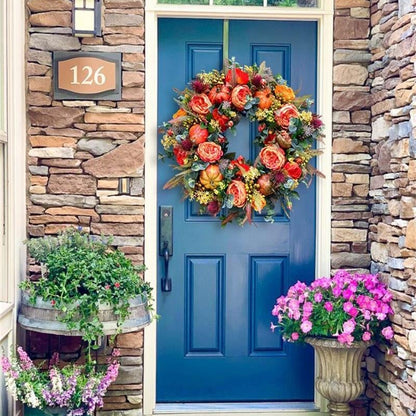 🔥Last Day 49% OFF💖 Handmade Fall Peony And Pumpkin Wreath - Year Round Wreath