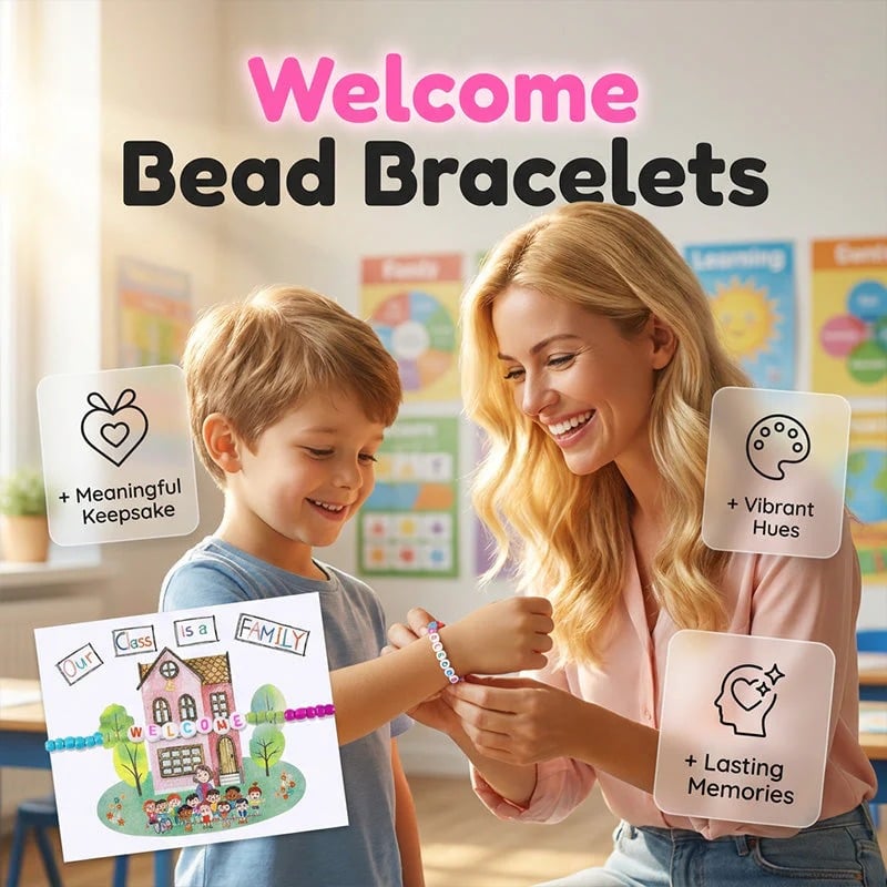 ✨🌈Pack of 25 Welcome Bead Bracelets - Strengthen Classroom Friendship & Spread Warm Kindness!