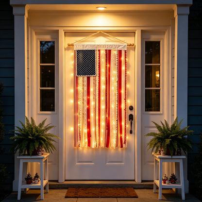 🎉60% OFF 250th Anniversary Sale 🎉4 x 2.3 Ft Lighted Rag American Flag Banner