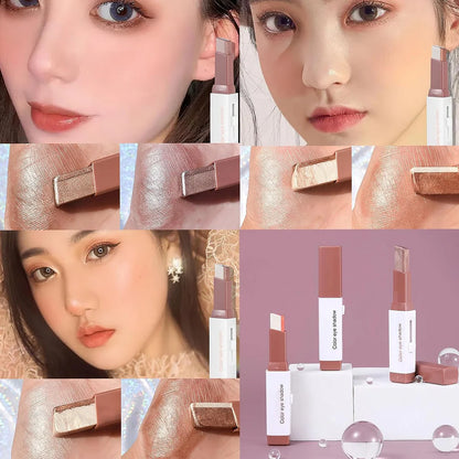 Two-Tone Shimmer Gradient Shadow, Duo Chrome Metallic Eyeshadow Stick Waterproof Glitter Eye Shadow Pen