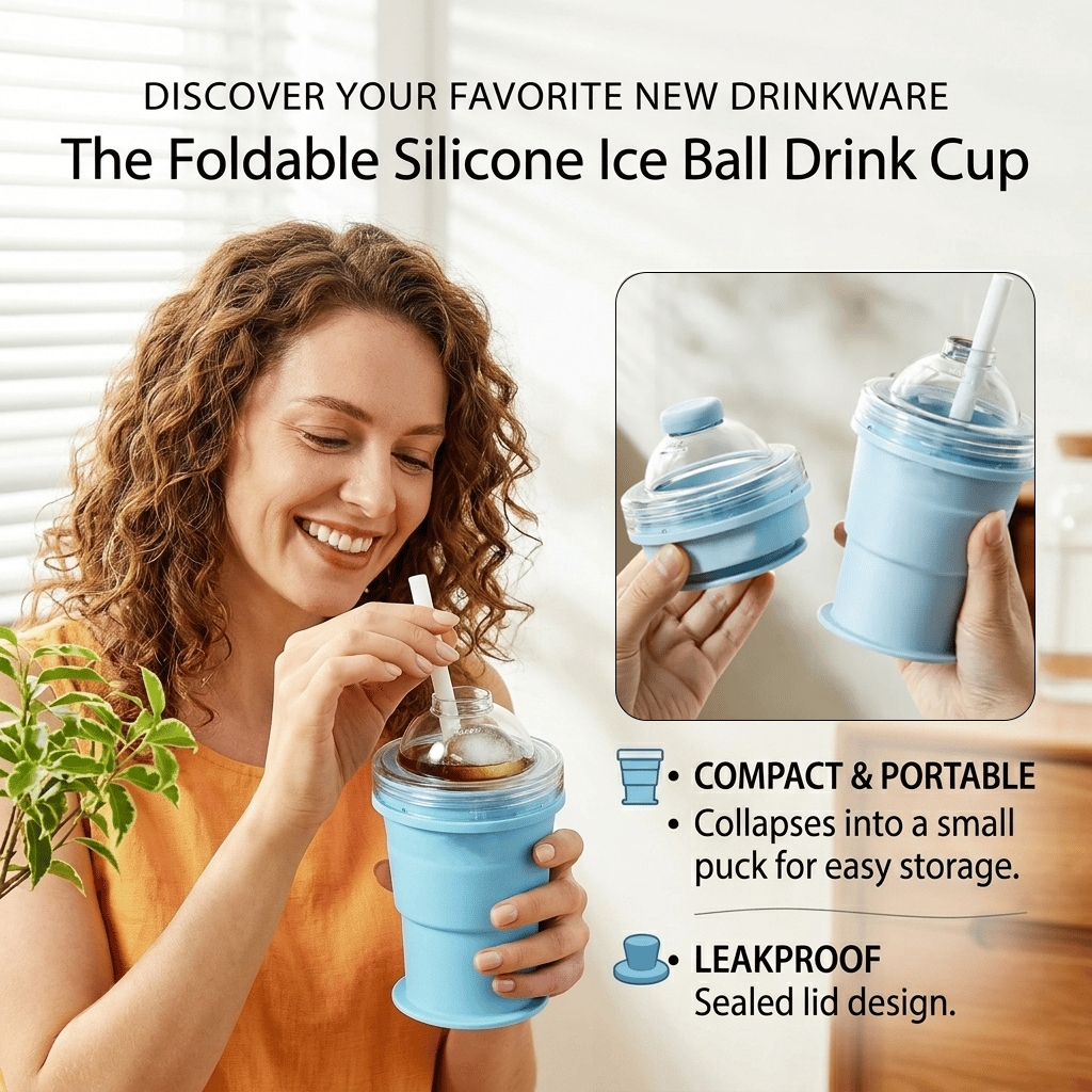 🧊55% OFF TODAY🥤 Foldable Ice Cup with Built-In Ice Ball Mold