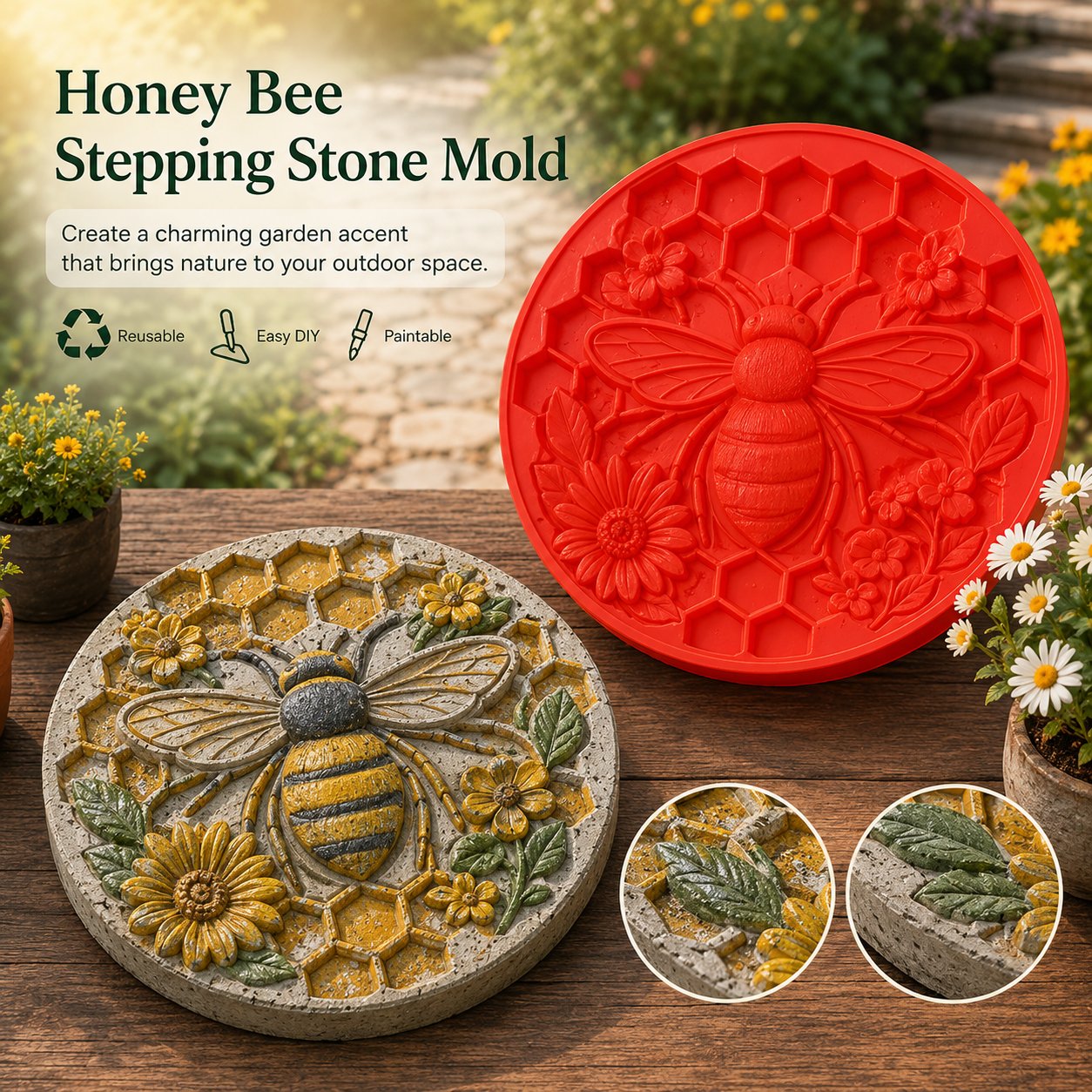 💥HOT SALE 55% OFF🌻 Reusable Sunflower Stepping Stone Mold