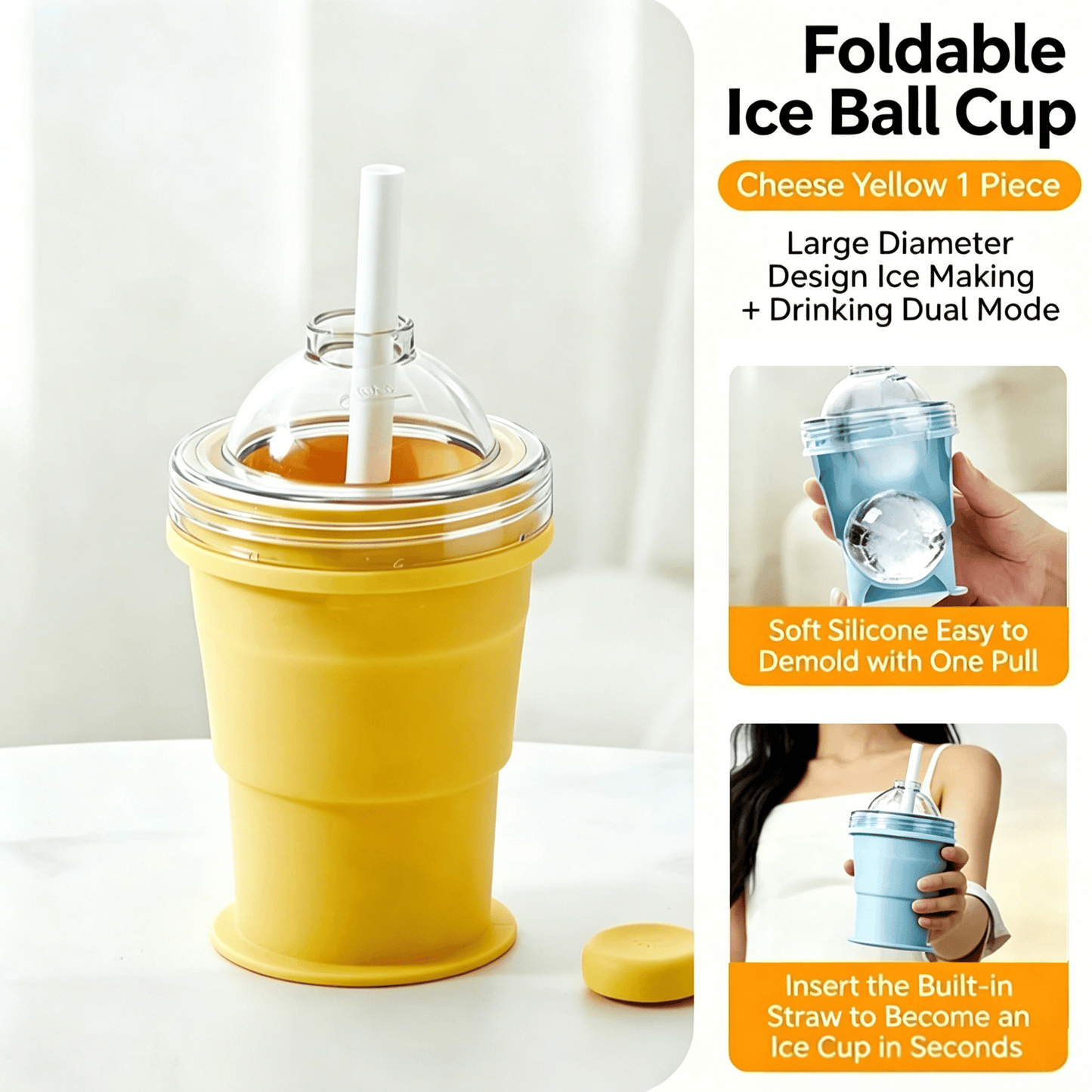 🧊55% OFF TODAY🥤 Foldable Ice Cup with Built-In Ice Ball Mold