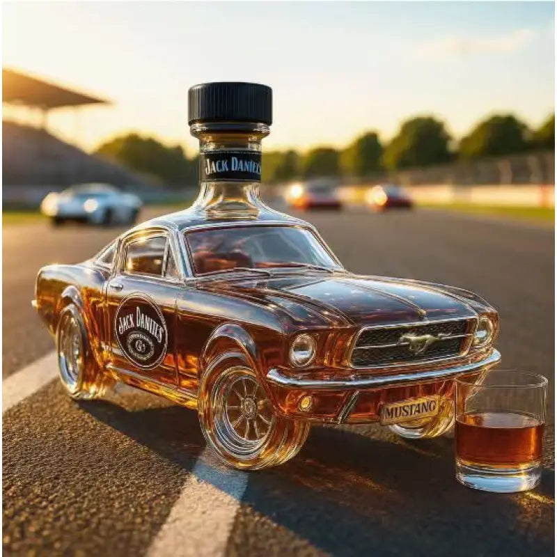 🔥Vintage Racing Car Crystal Glass Whiskey Decanter🥃