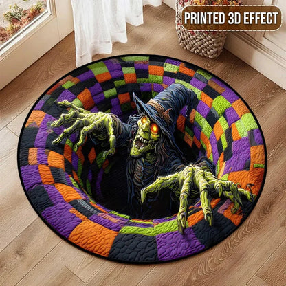 🔥Last Day Promotion🎃3D Skeleton Vortex Quilted Round Halloween Rug