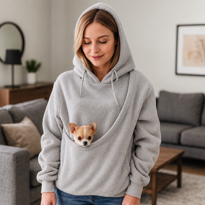 🐾 Cozy Pet Carrier Fleece Hoodie – Warm, Soft & Hands-Free