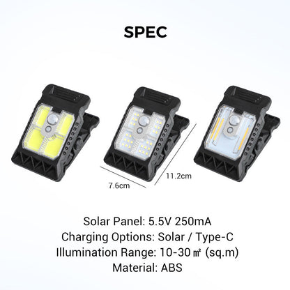 💡55% OFF TODAY🌞 Smart Solar Clip Light🔦Motion Sensor • Waterproof • Portable